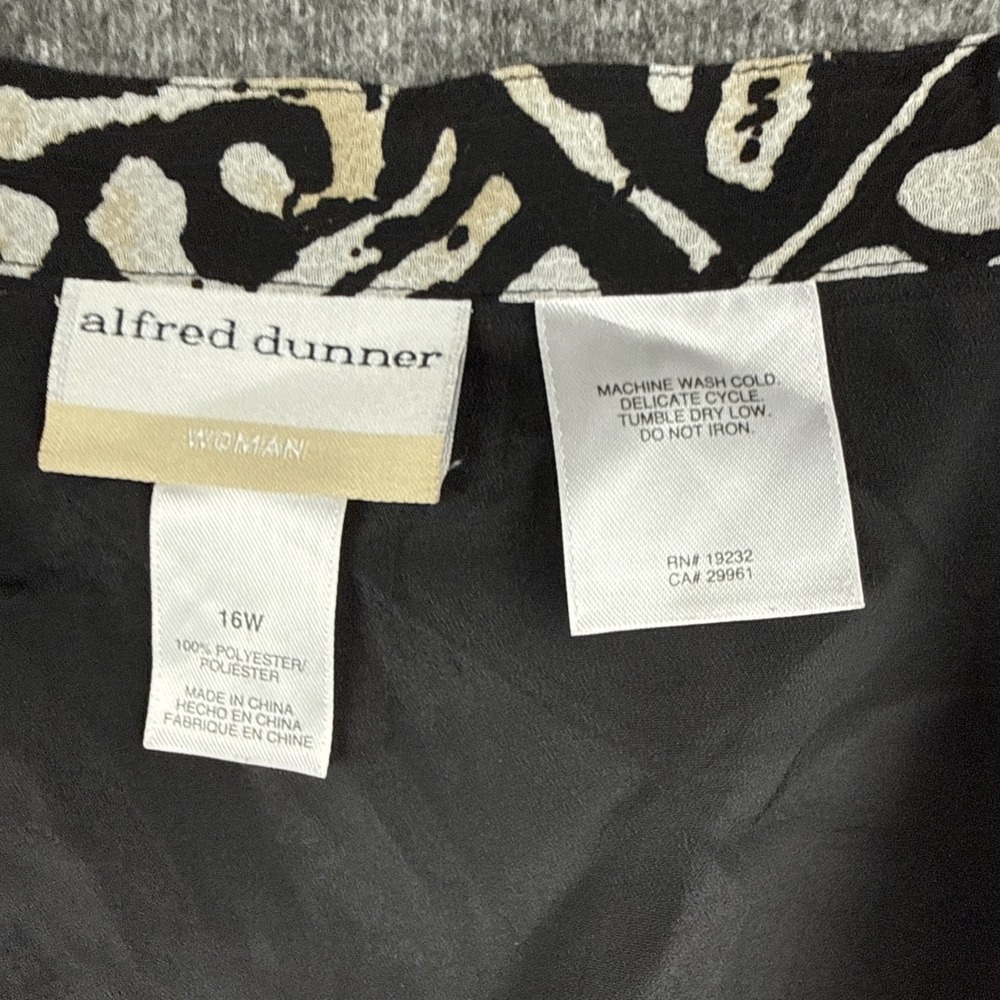 Alfred Dunner Skirt 16W Black Tan Patterned Midi Elastic Waist Career Plus Size - Picture 6 of 6